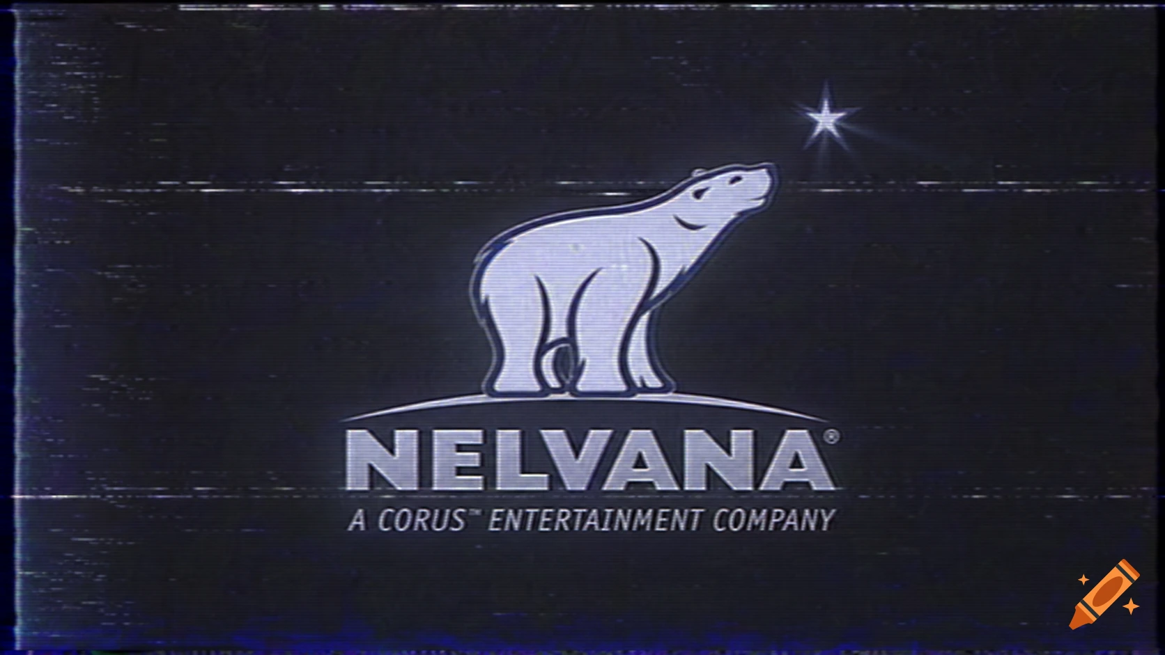 The Nelvana logo, featuring a polar bear looking at a star above the company name, rendered with a vintage VHS static effect.