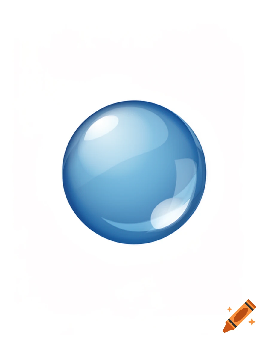 A glossy blue bubble with highlights on a white background.