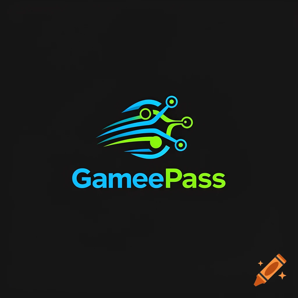 A logo featuring a blue and green circuit-like graphic above the text 'GameePass' on a black background.