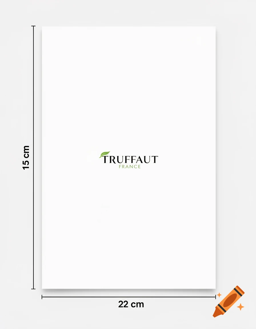 A minimalist white vertical poster for Truffaut France, displaying the brand's logo and dimensions of 15 cm by 22 cm.