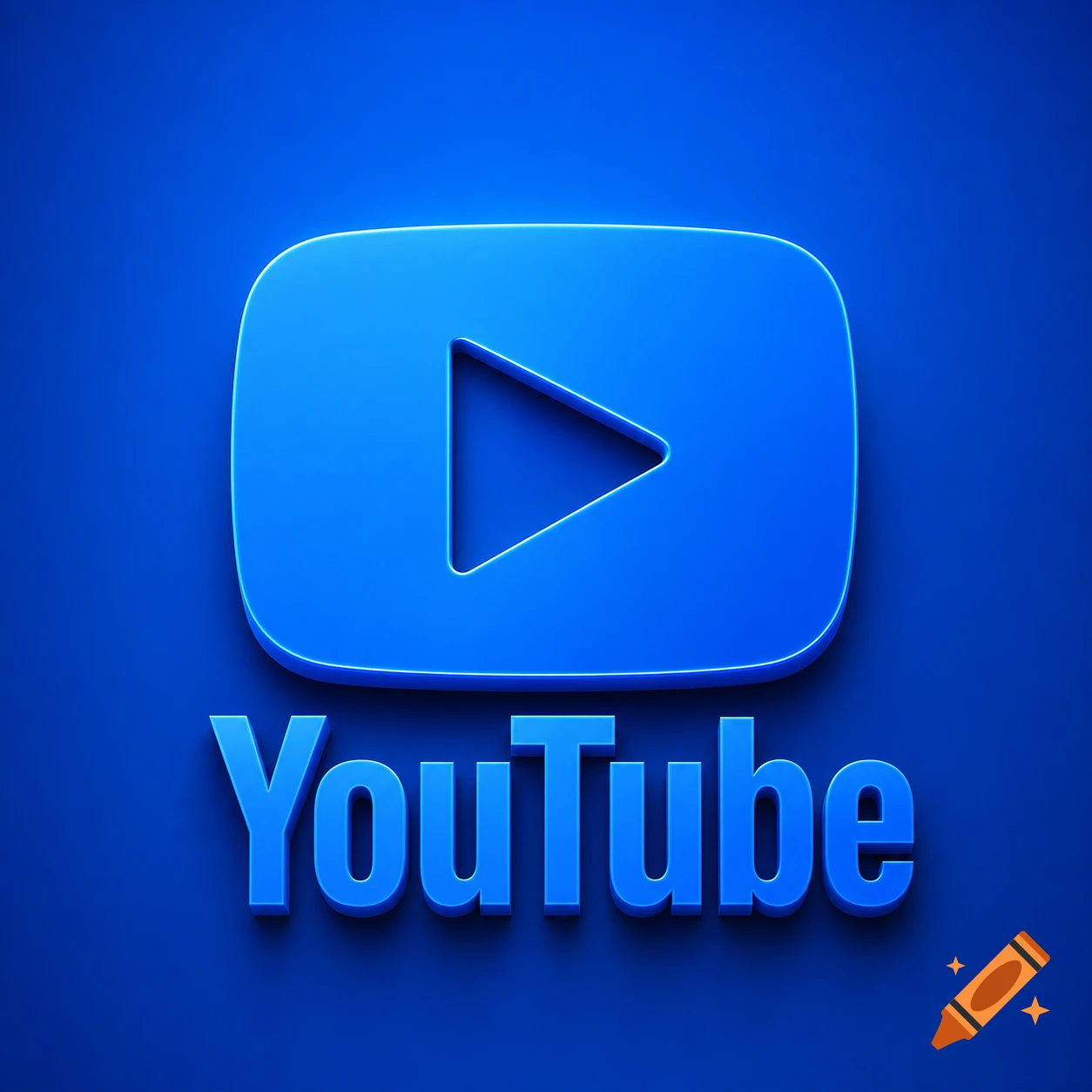 A blue 3D YouTube logo with the word YouTube below it, all against a blue background.