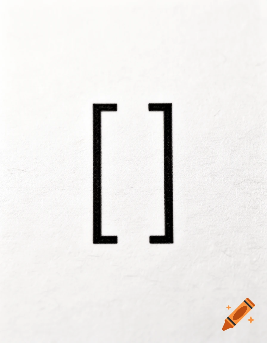 Close-up of a black left square bracket printed on textured white paper.