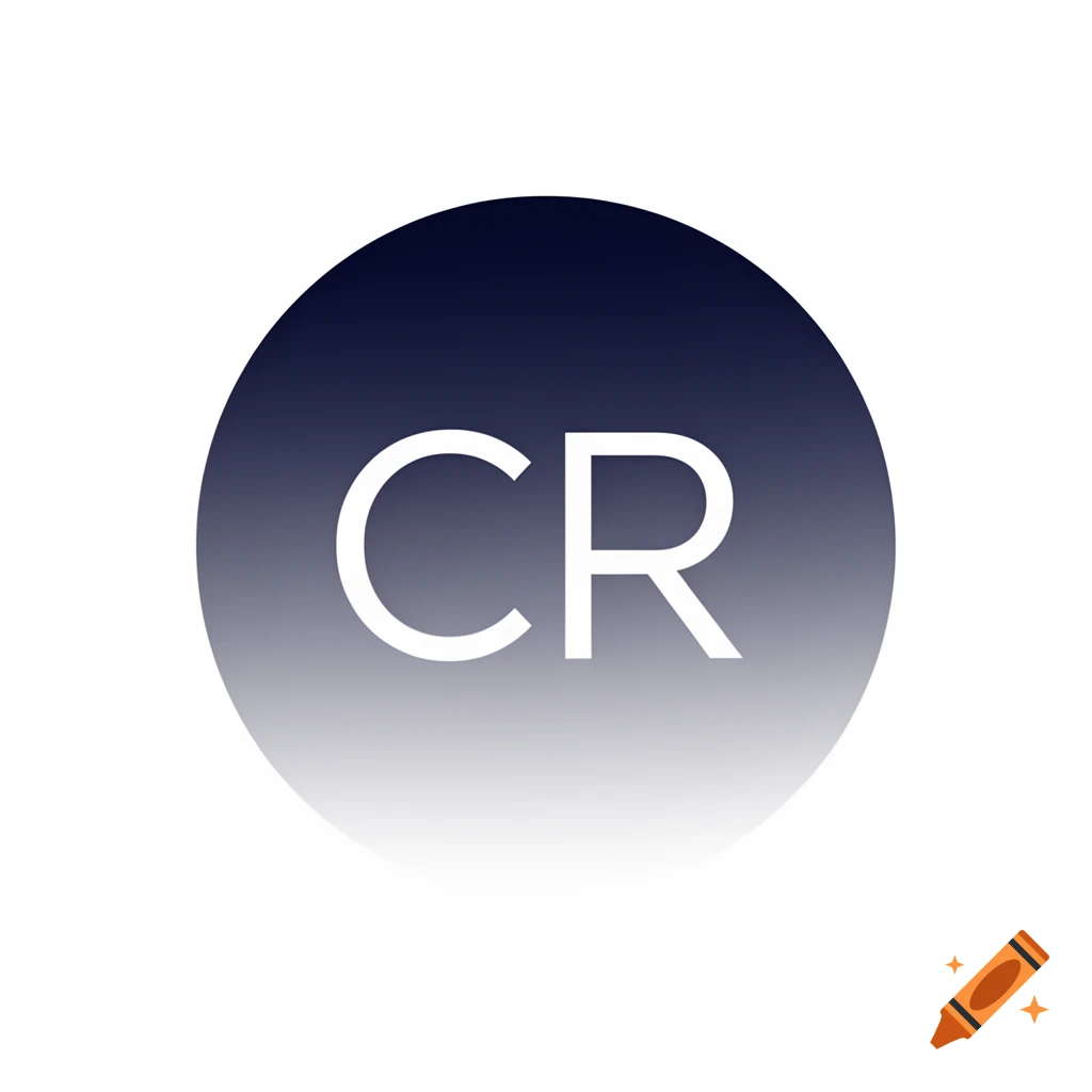 A profile picture with the white letters "CR" on a dark blue to light gray gradient circle.