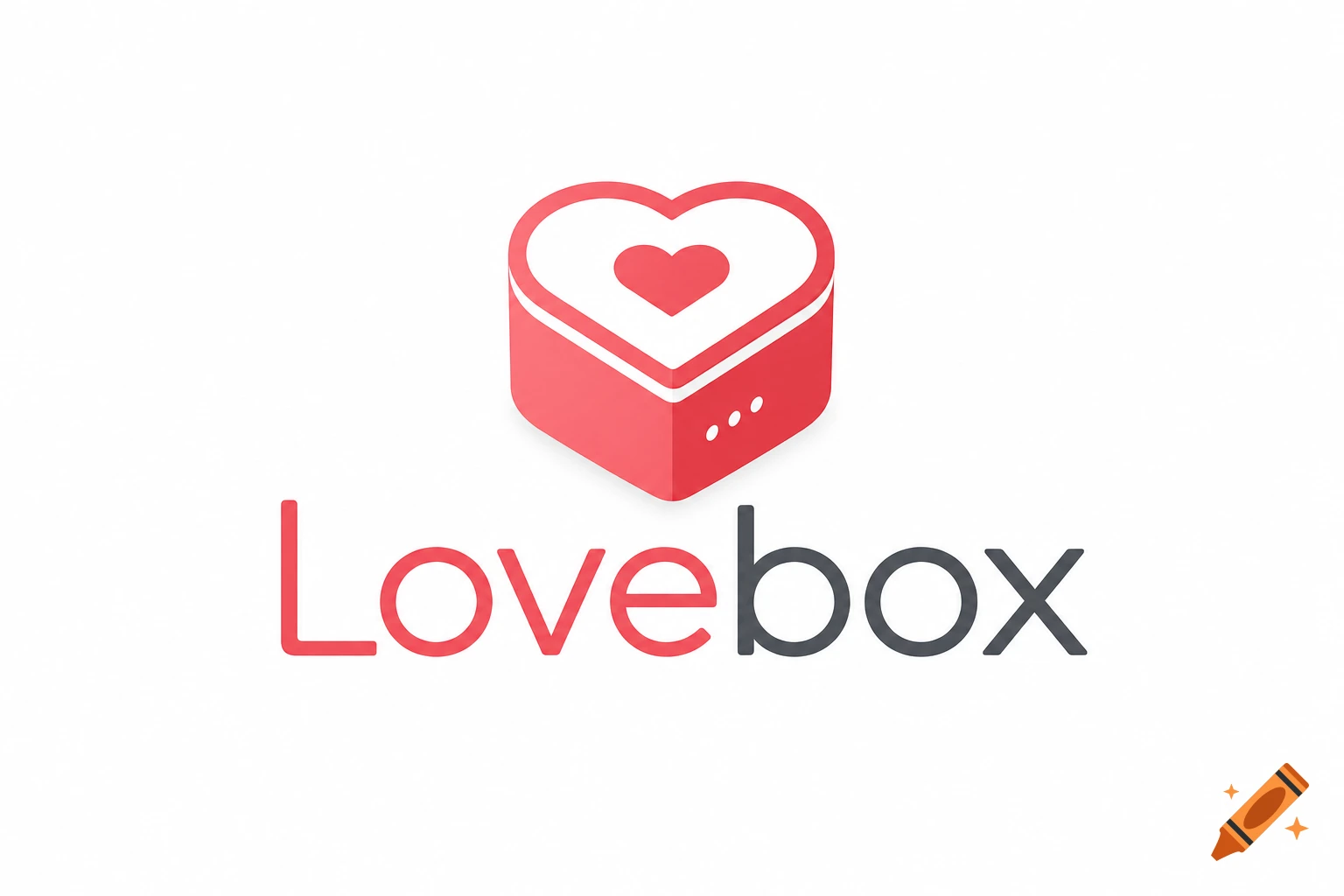 Modern logo for Lovebox featuring a red heart-shaped box with a smaller heart on top and the word Lovebox below.