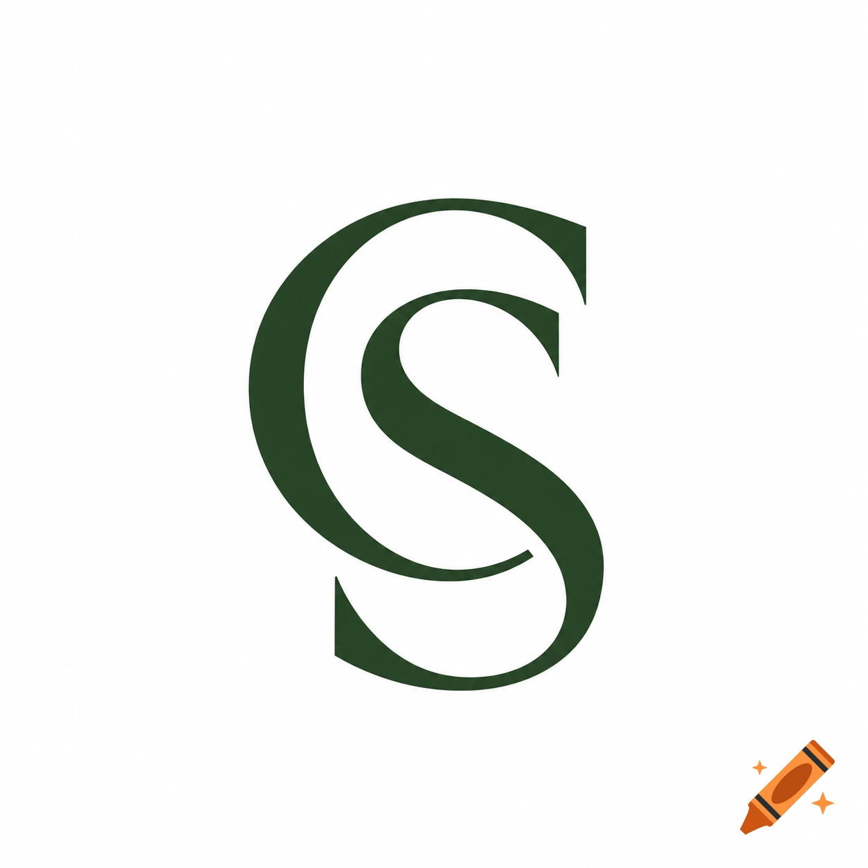 Dark green minimalistic monogram logo with an intertwined 'C' and 'S' on a white background.