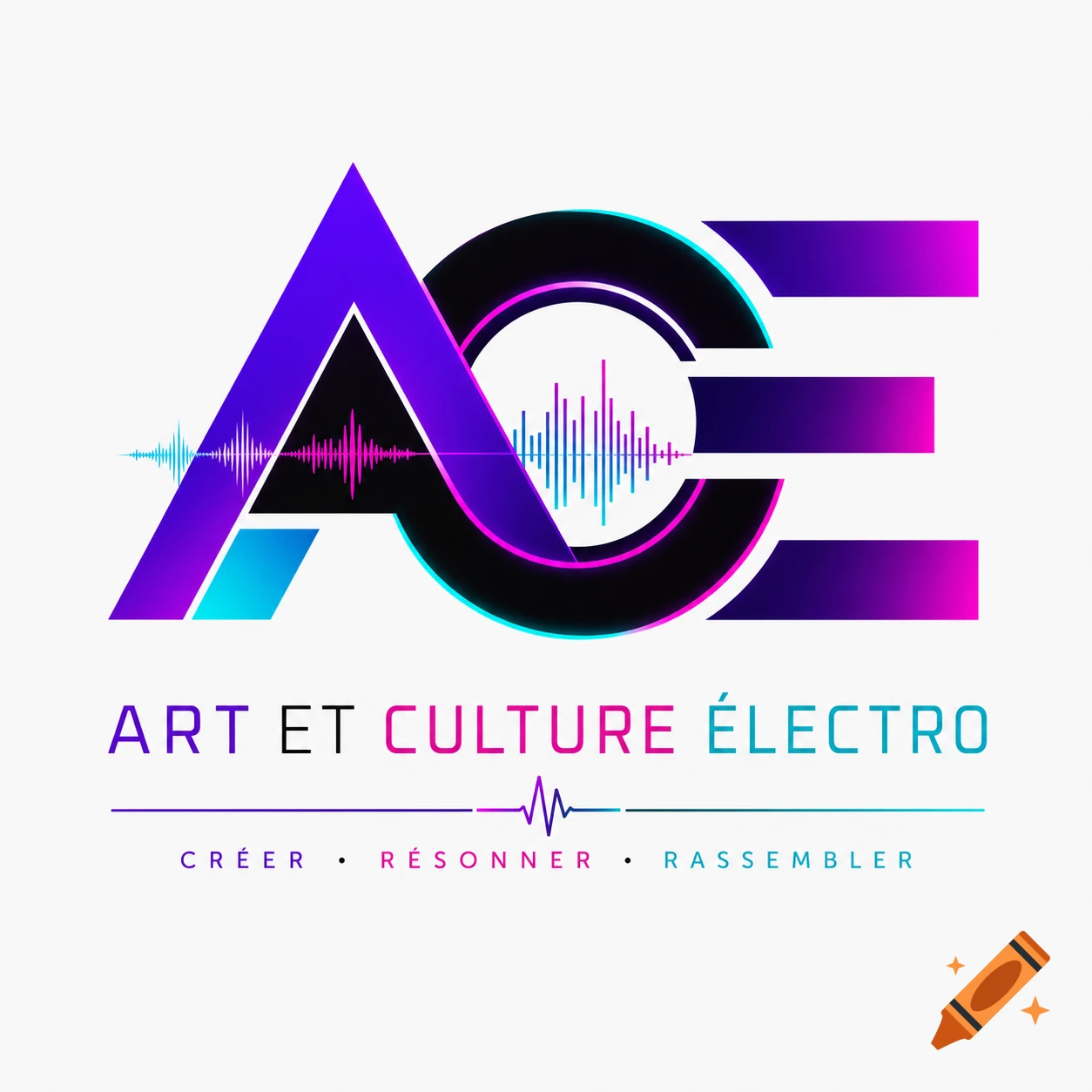 Modern logo for Art et Culture Electro featuring stylized ACE letters with audio wave graphics.