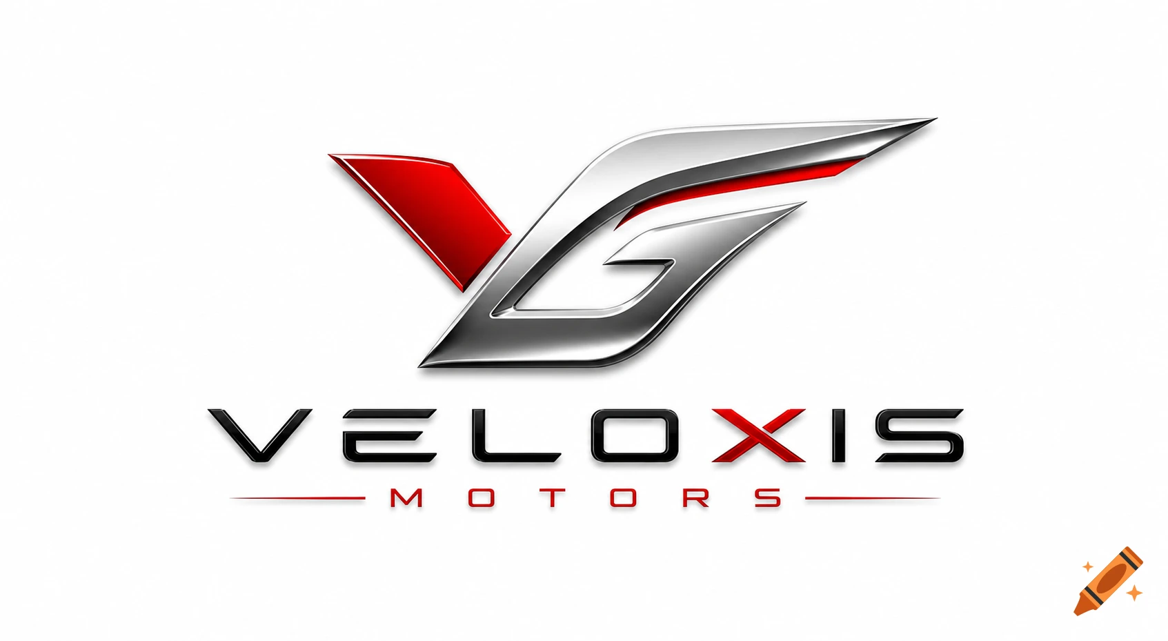 Sleek metallic red and silver automotive logo with the text VELOXIS MOTORS on a white background.