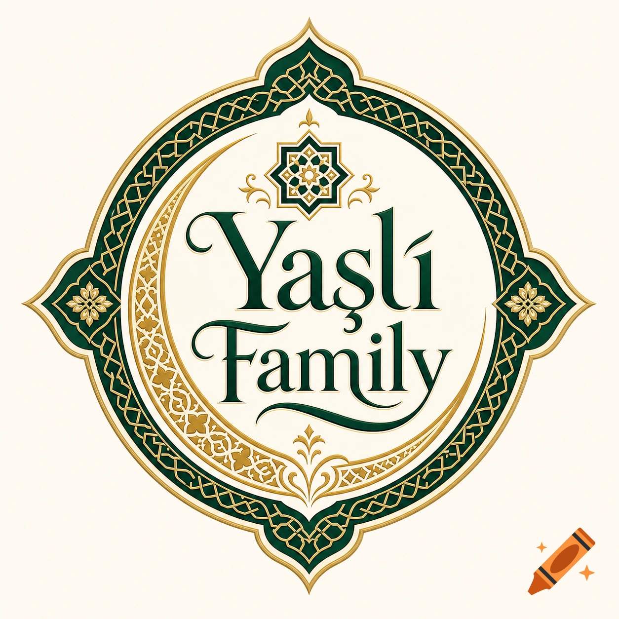 An ornate circular logo with Islamic-style geometric patterns and the text Yaşlı Family in a stylized font.
