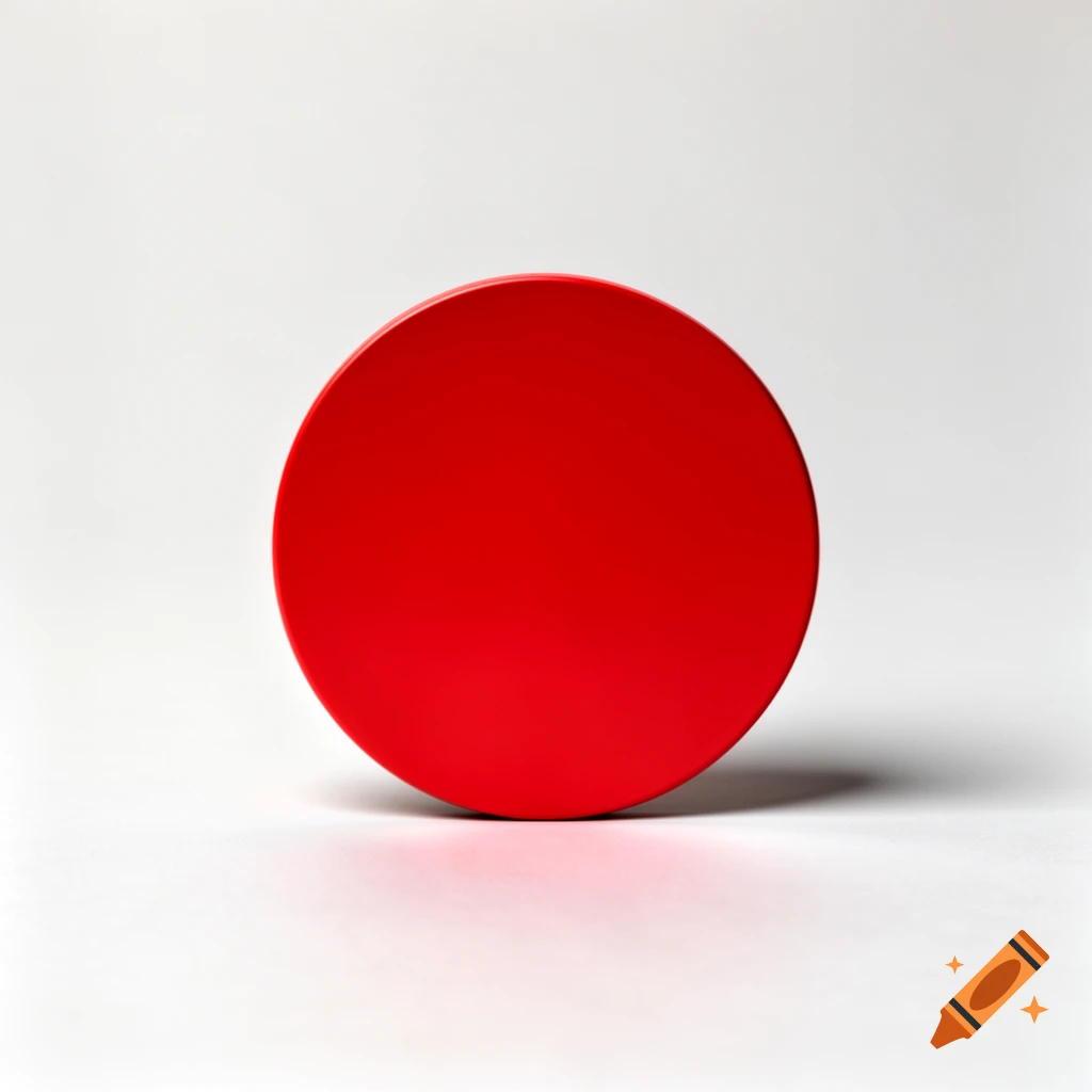 A solid red circle on a white background with a soft drop shadow.
