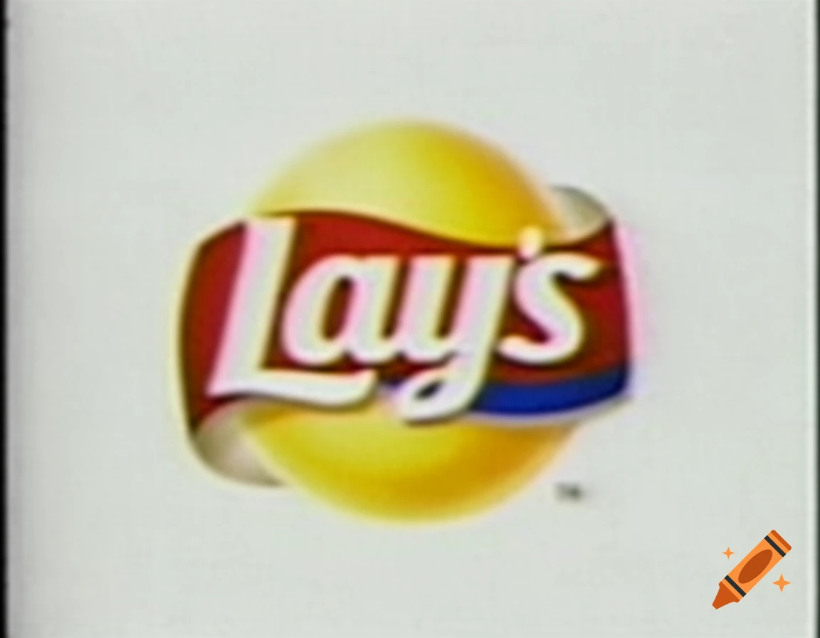 Low quality vintage Lay's potato chip logo on white background.