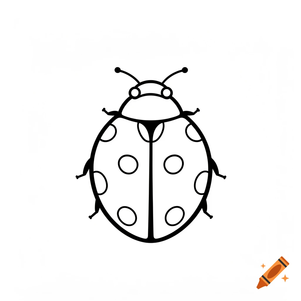 Simple black outline drawing of a ladybug on a white background, coloring book style