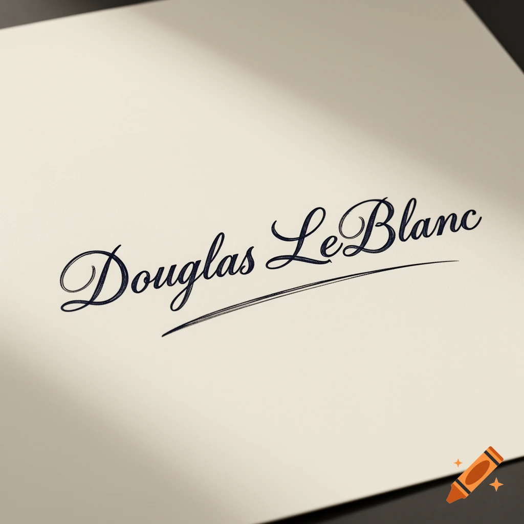 Elegant cursive signature reading 'Douglas LeBlanc' on off-white paper.