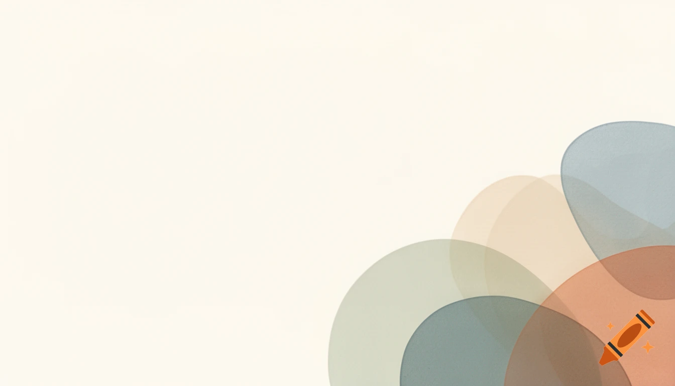 Abstract digital background with soft pastel overlapping rounded shapes and a solid cream left side