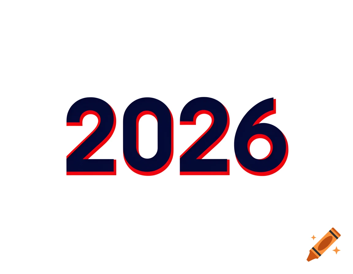 The number 2026 in dark blue with a red outline on a white background.