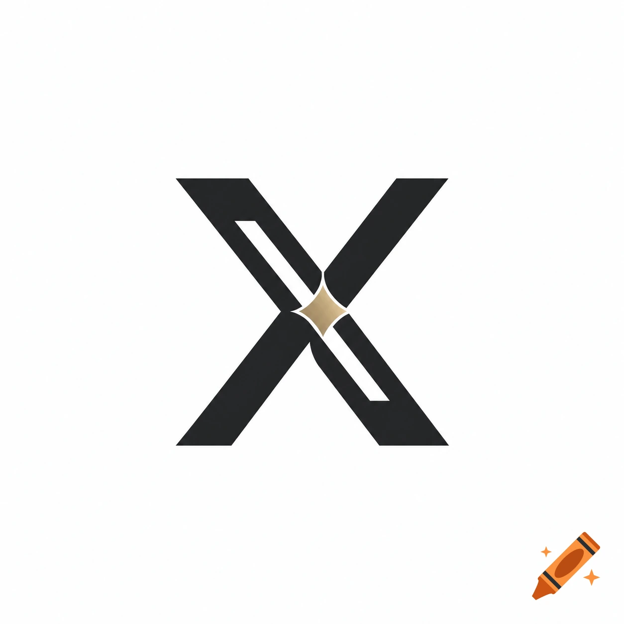 Minimalist black letter X logo with a central gold accent on a white background.