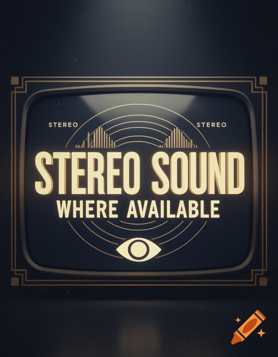 Vintage CBS stereo sound graphic on a dark retro television screen.