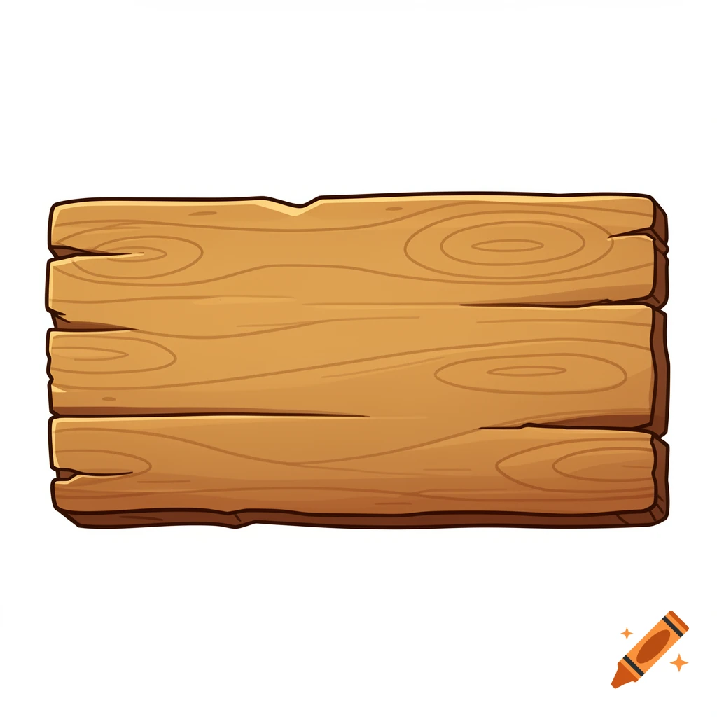 An empty wooden sign in a Hanna-Barbera cartoon style on a plain white background.