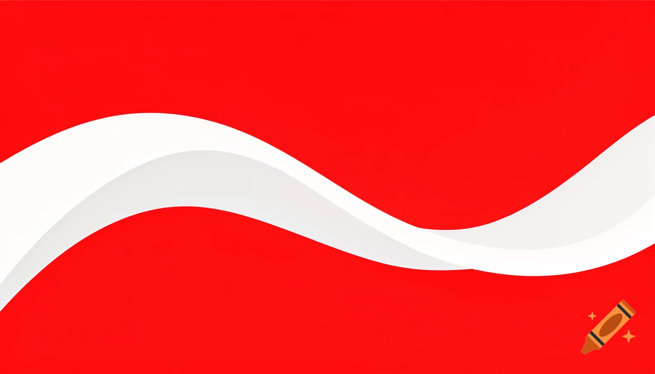 Abstract minimalist vector graphic with a white fluid wave sweeping across a solid red background.