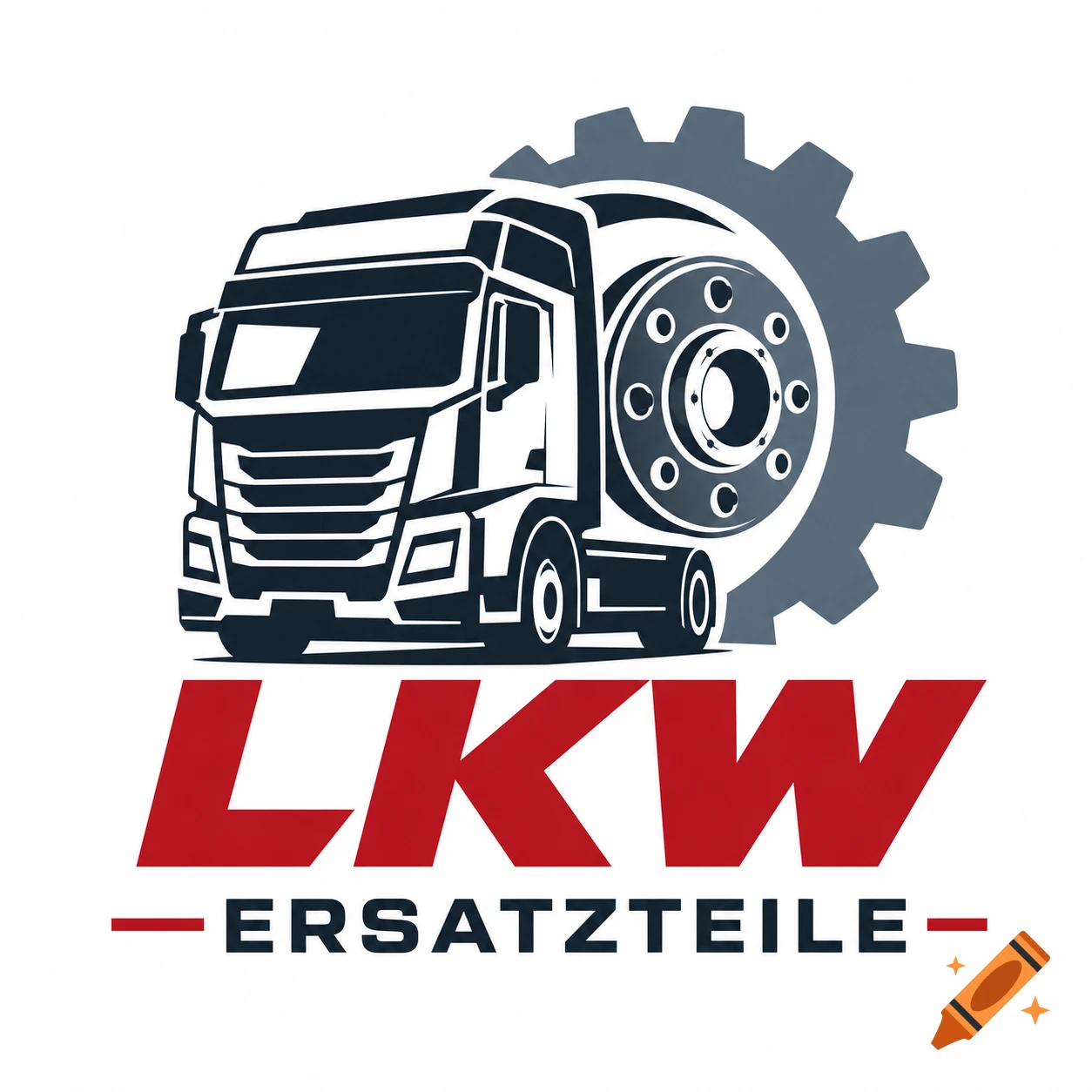 Vector logo of a truck with a gear and wheel, with the text LKW ERSATZTEILE.