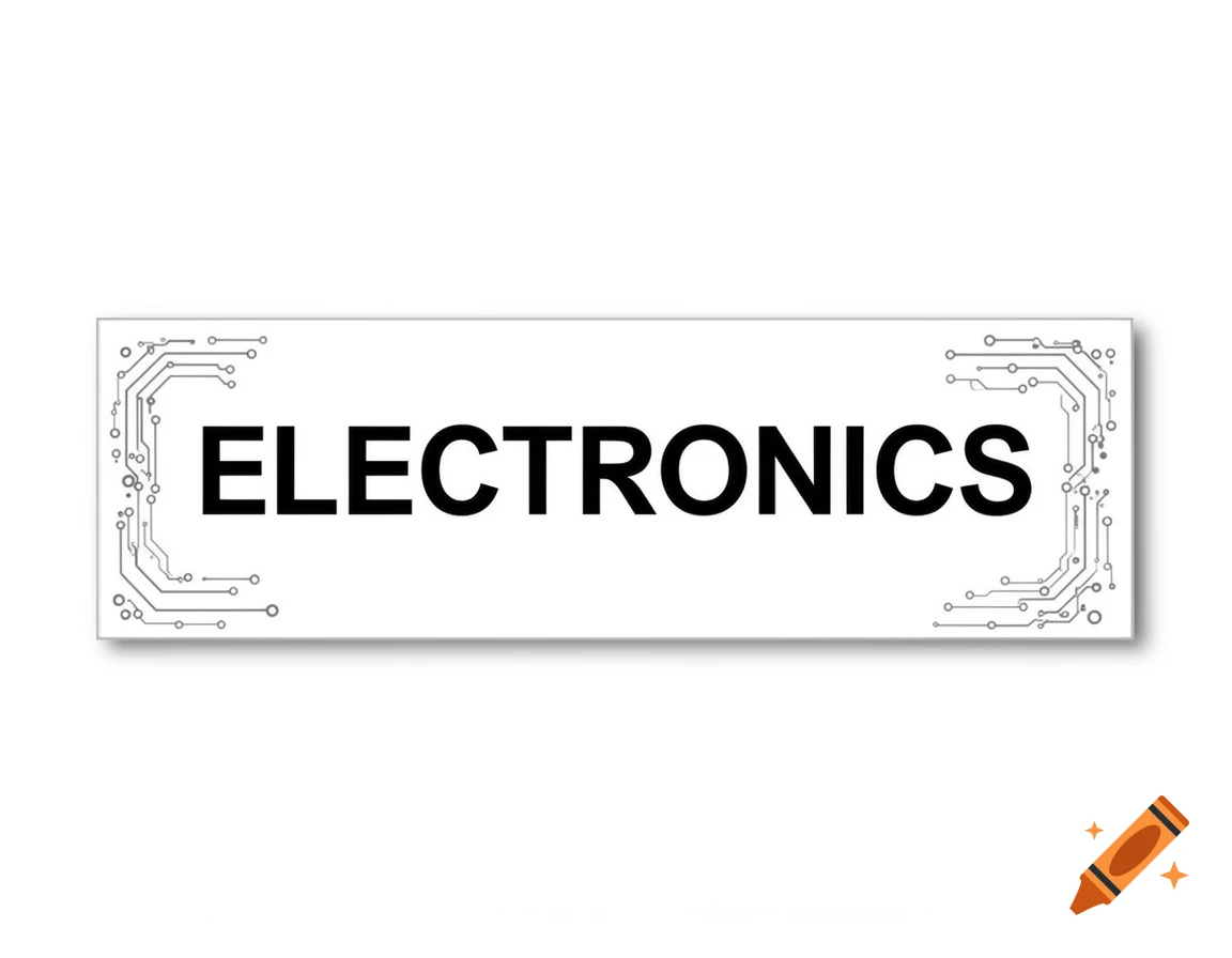 A white rectangular electronics storage label with black bold sans-serif text and subtle circuit-board corner patterns.