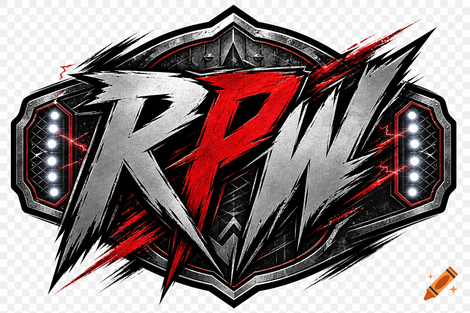 Professional wrestling promotion logo with the text RPW in a stylized red and silver scratch design.
