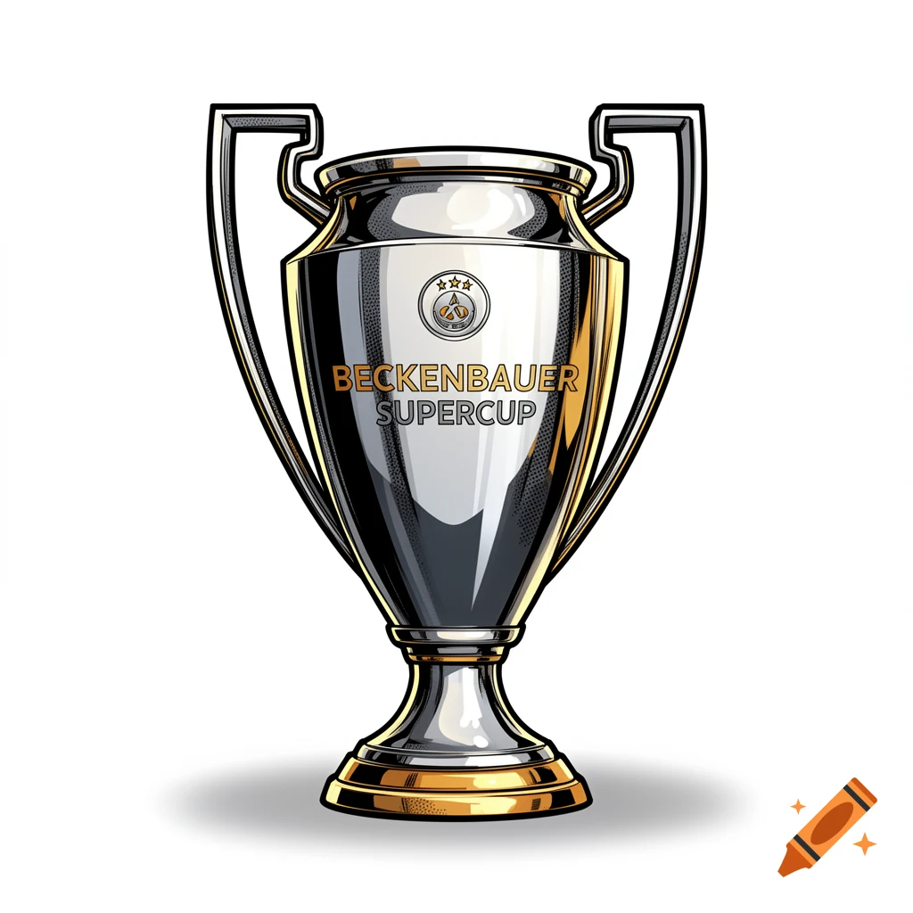 Comic style illustration of the Beckenbauer Supercup trophy on a white background.