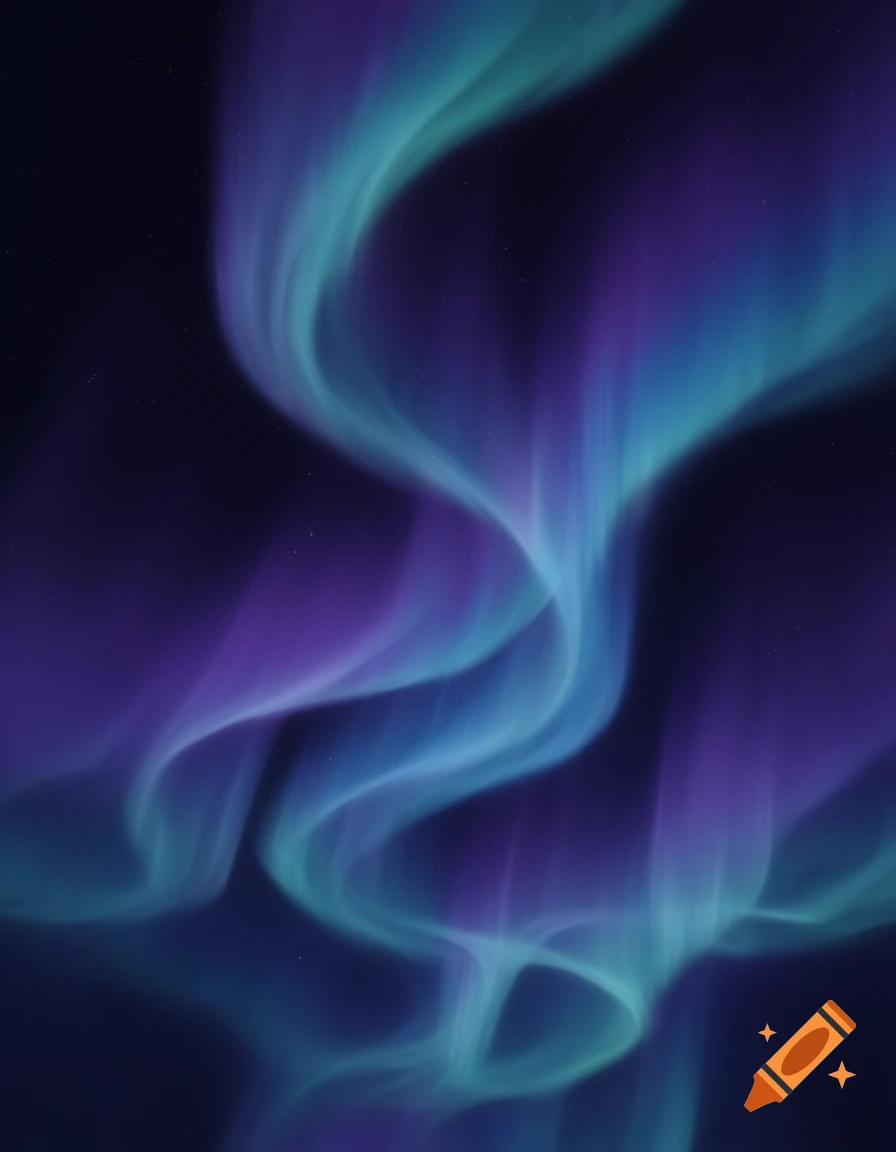 Swirling purple and blue aurora borealis lights against a dark night sky.