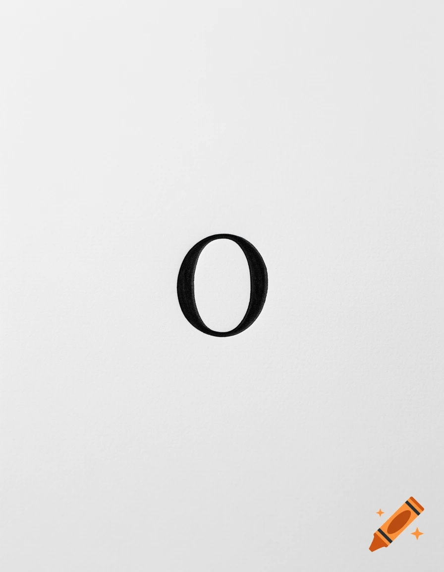 Minimalist black letter O centered on a clean white paper background.