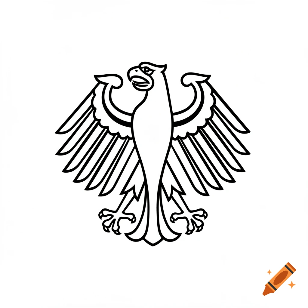 Black and white line art vector of a stylized eagle with chicken drumstick legs.