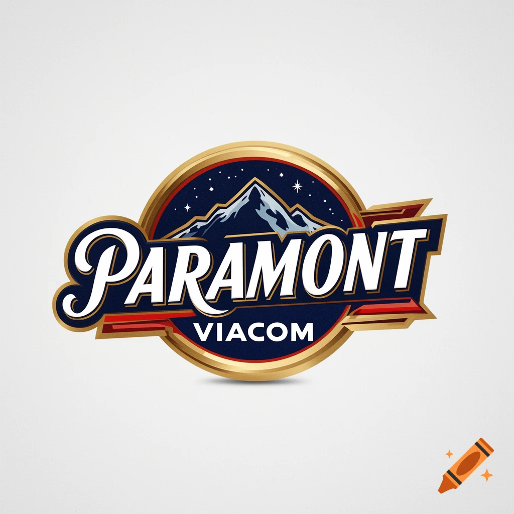 A stylized Paramount and Viacom logo featuring a snow-capped mountain inside a golden circular emblem.