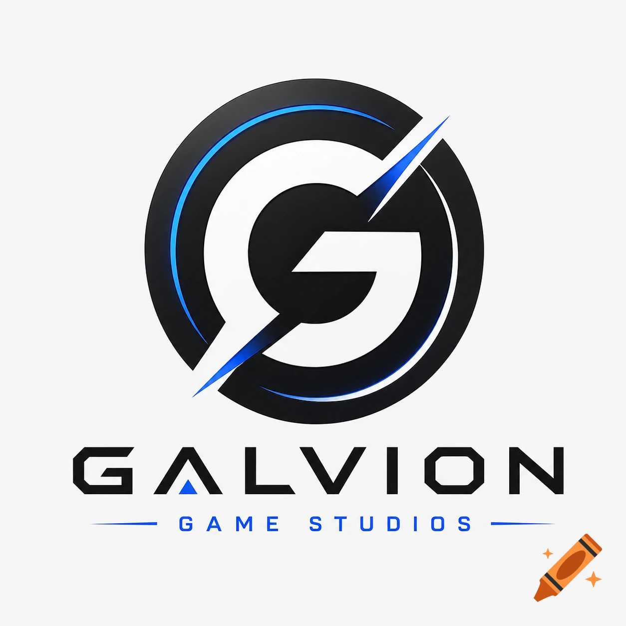 Modern gaming studio logo featuring a stylized black and blue 'G' inside a circle above the text 'GALVION GAME STUDIOS'.