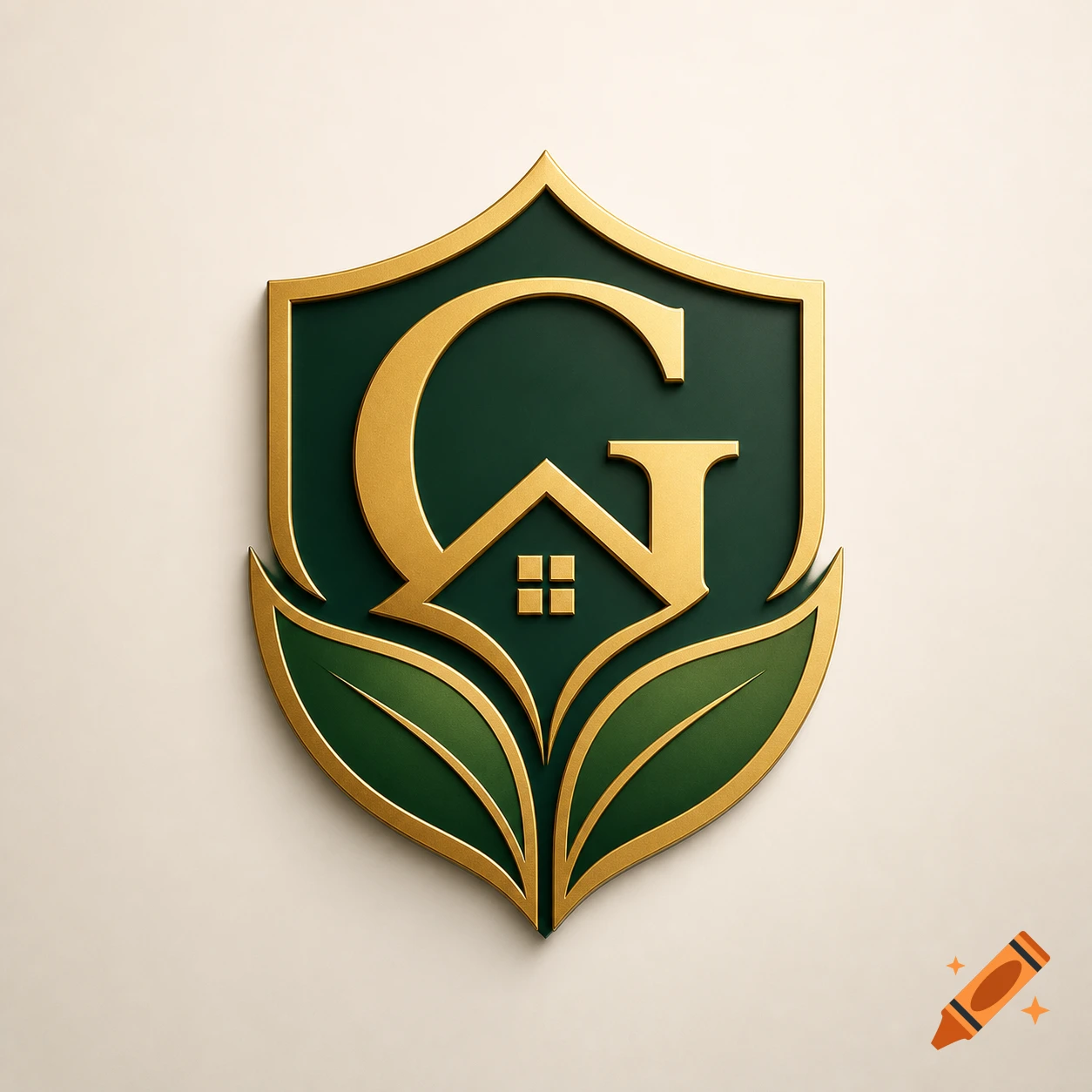 Golden and dark green shield logo featuring the letter G integrated with a house silhouette and leaves.