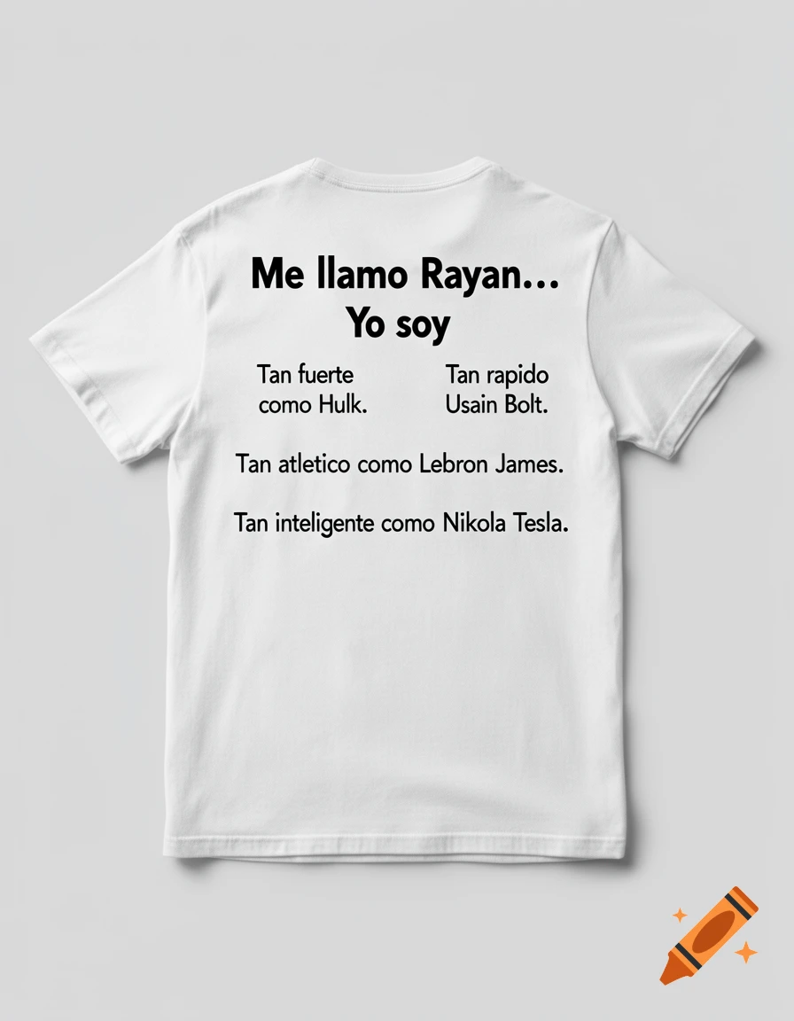 White t-shirt displayed from the back with Spanish text printed in black.