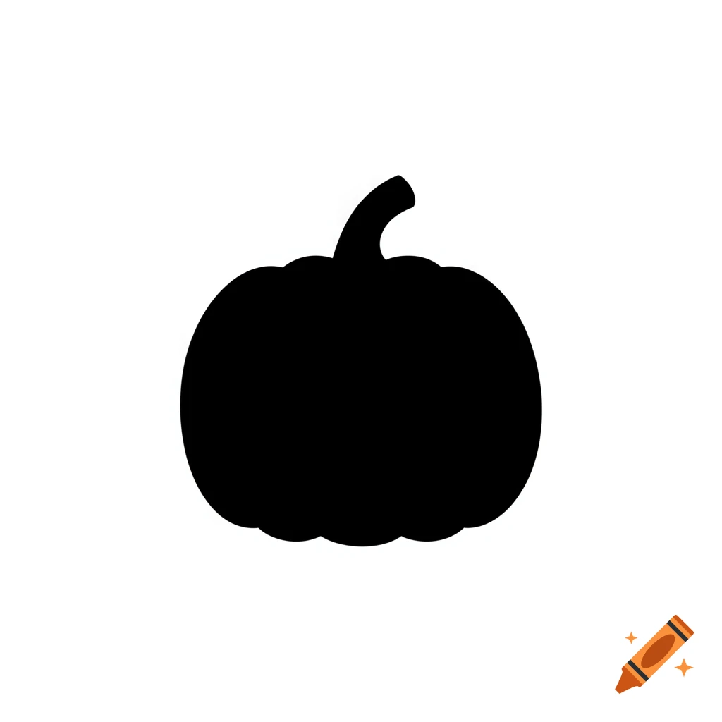 Solid black silhouette of a pumpkin on a plain white background, vector clipart style.