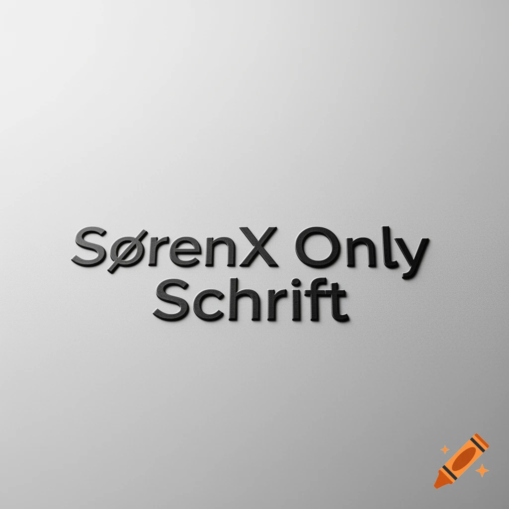 Black debossed 3D text spelling 'SørenX Only Schrift' on a light gray background.