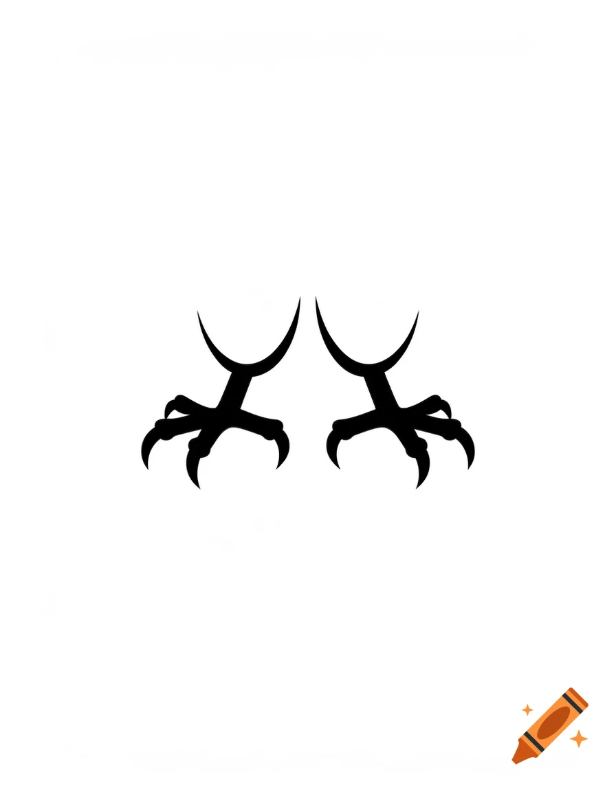 Minimalist black silhouette of owl feet and talons on a white background.