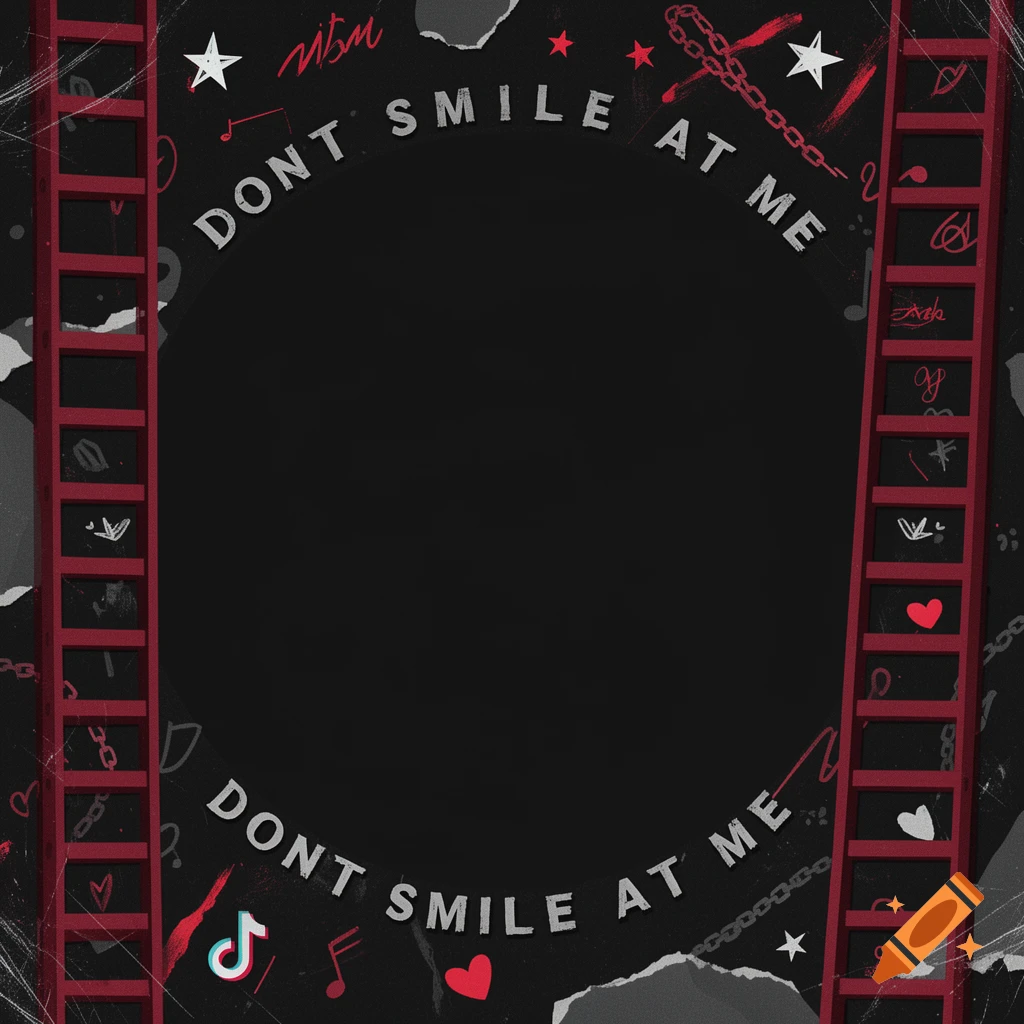 Dark grunge profile picture template with red ladders, stars, and the text DONT SMILE AT ME.