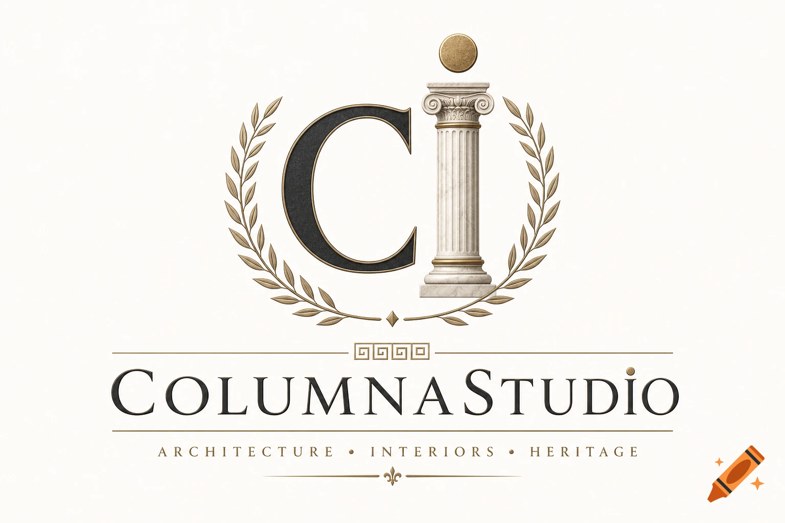 Minimalist corporate logo featuring the text ColumnaStudio with a classical Greek column replacing the letter i.