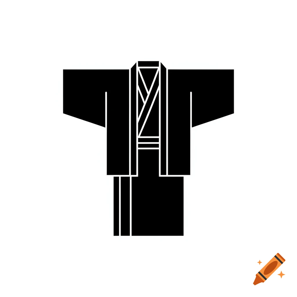 Black and white graphic icon of a Japanese kimono.
