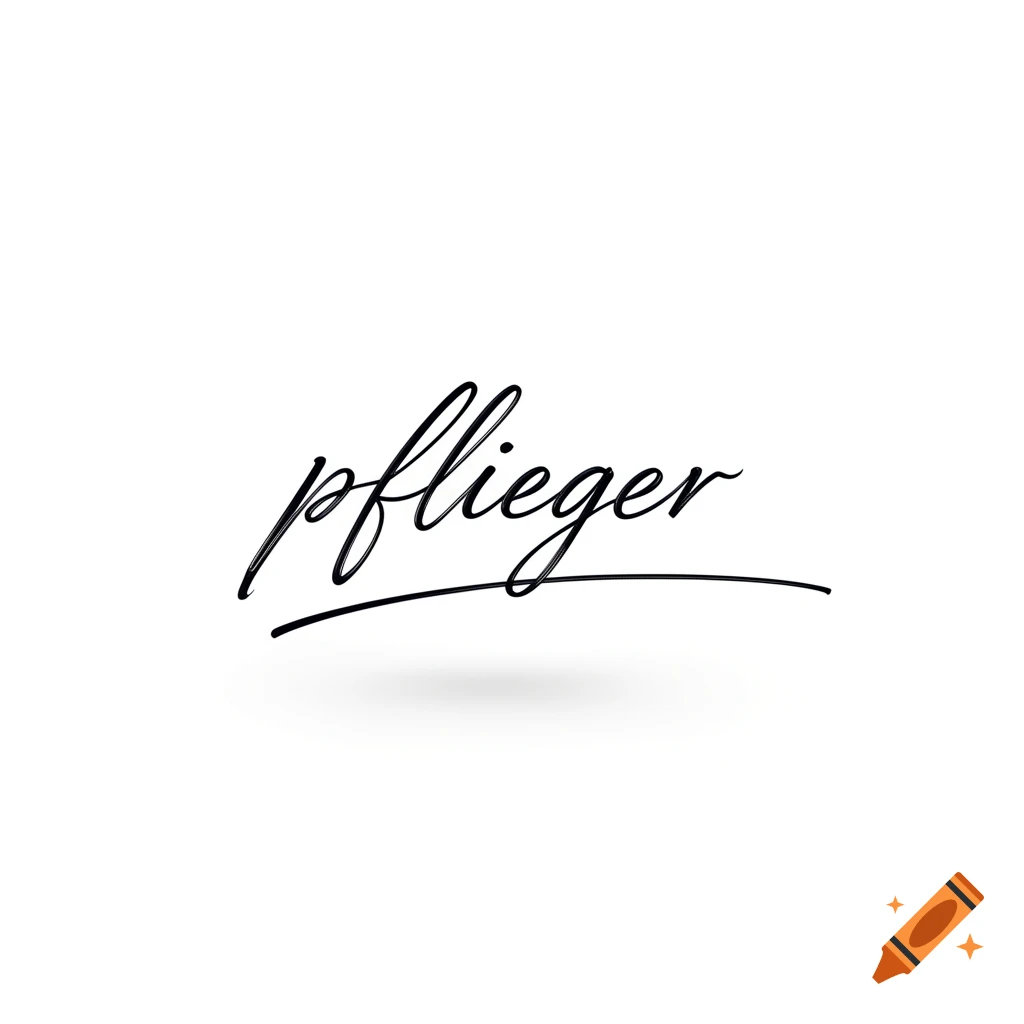 A stylized black cursive signature reading pflieger on a white background with a drop shadow.