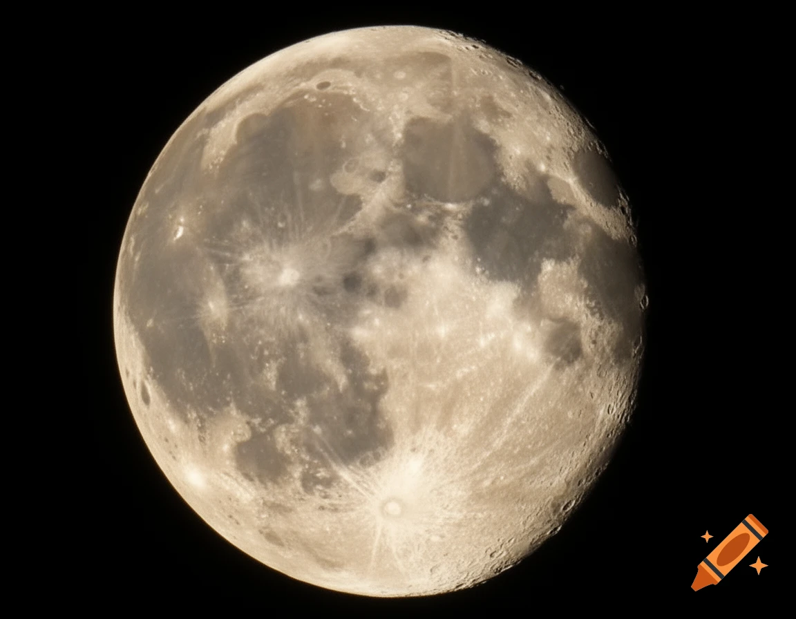 Close-up photorealistic image of the moon illuminated against a black background.
