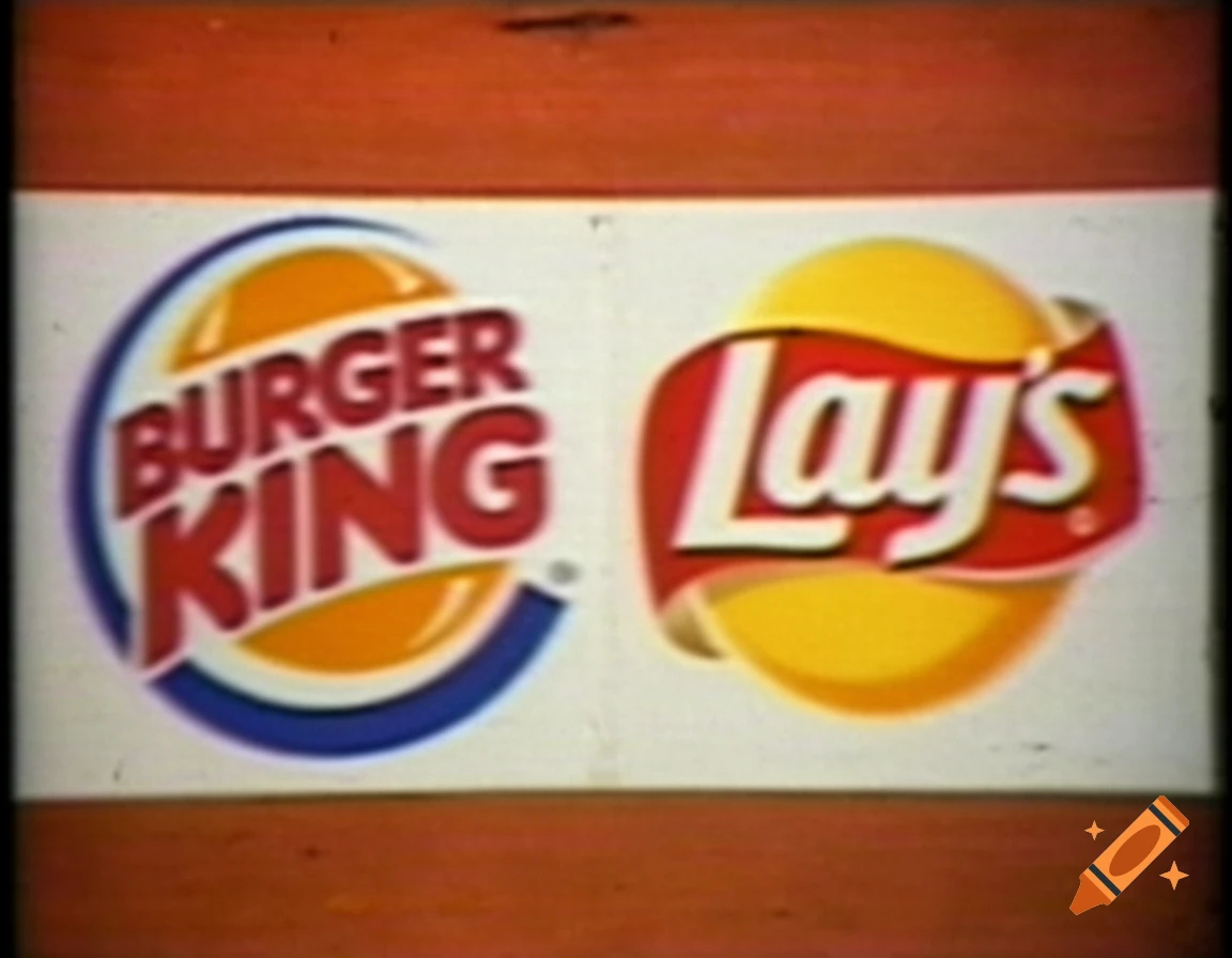Vintage 1994 style sign featuring the Burger King and Lay's logos side by side.