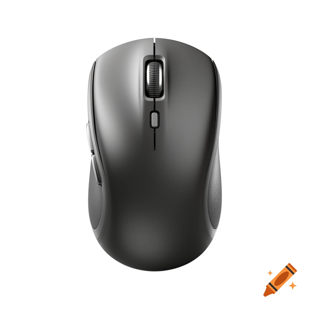 A photorealistic grey computer mouse with a scroll wheel on a white background.
