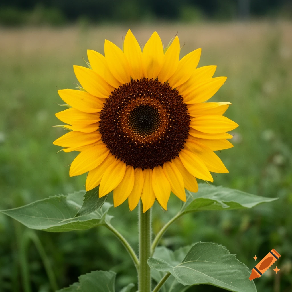 Photorealistic close-up of a vibrant yellow sunflower in full bloom against a blurred green background.