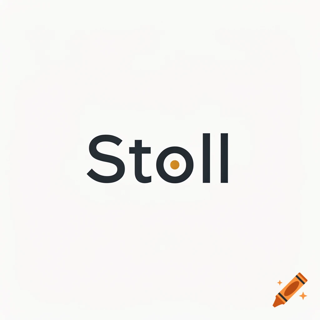 Minimalist logo with the word Stoll in dark gray sans-serif font, featuring a small orange dot inside the o.
