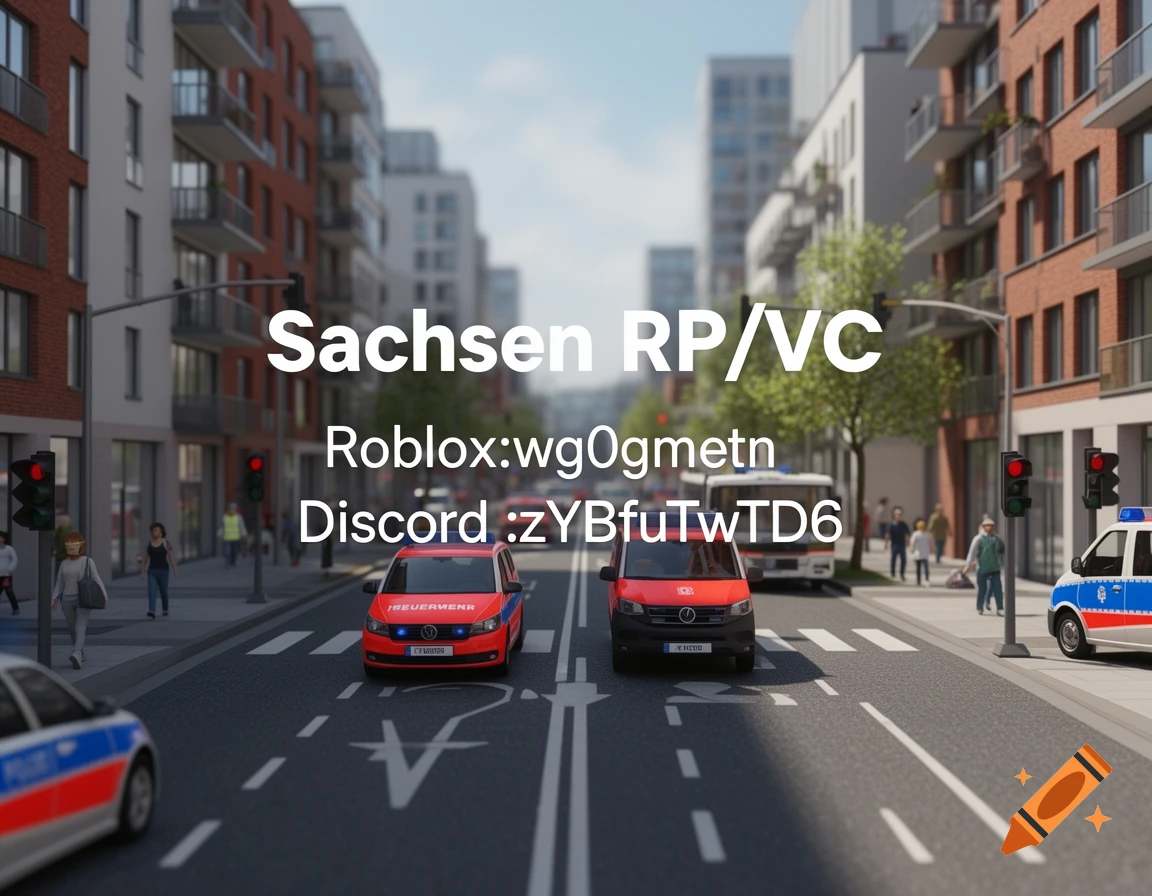 Digital city street scene with emergency vehicles and overlaid text, photorealistic style.