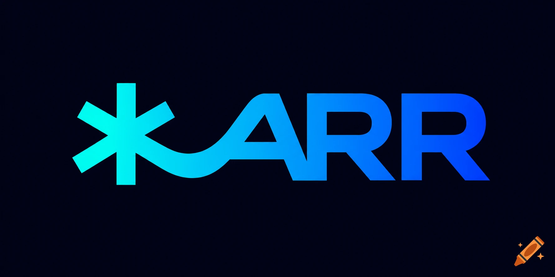 Minimalist vector logo with a cyan asterisk flowing into the blue text ARR on a dark background.