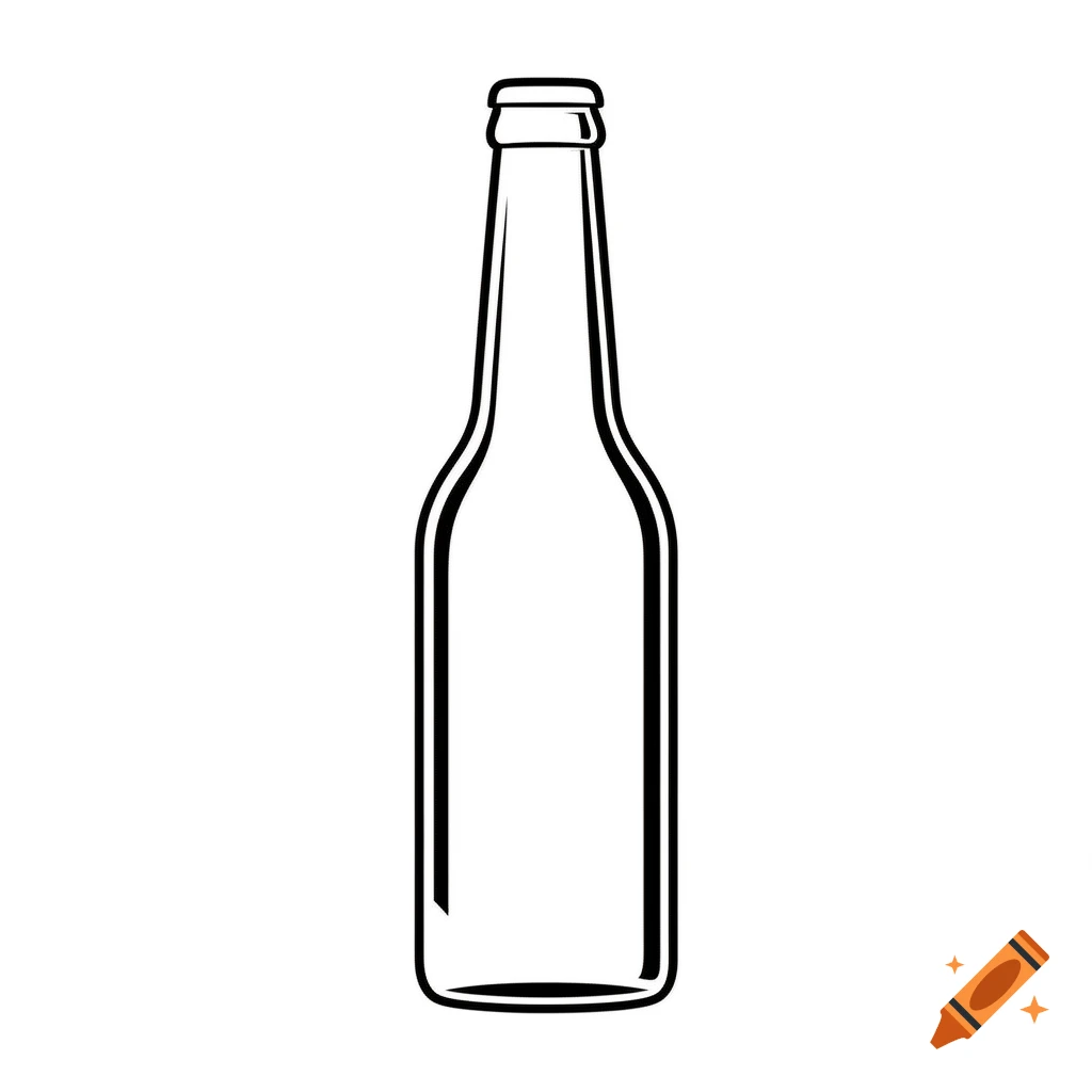 Black and white vector line art of a simple long-neck beer bottle.
