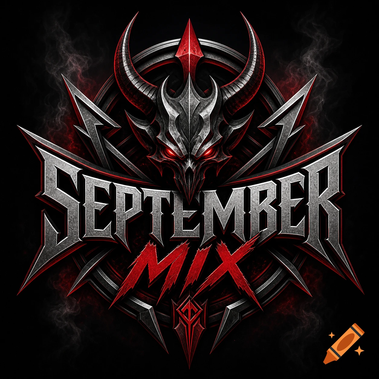 Professional evil-looking metal logo featuring a horned demon and the text 'September Mix' in high detail.
