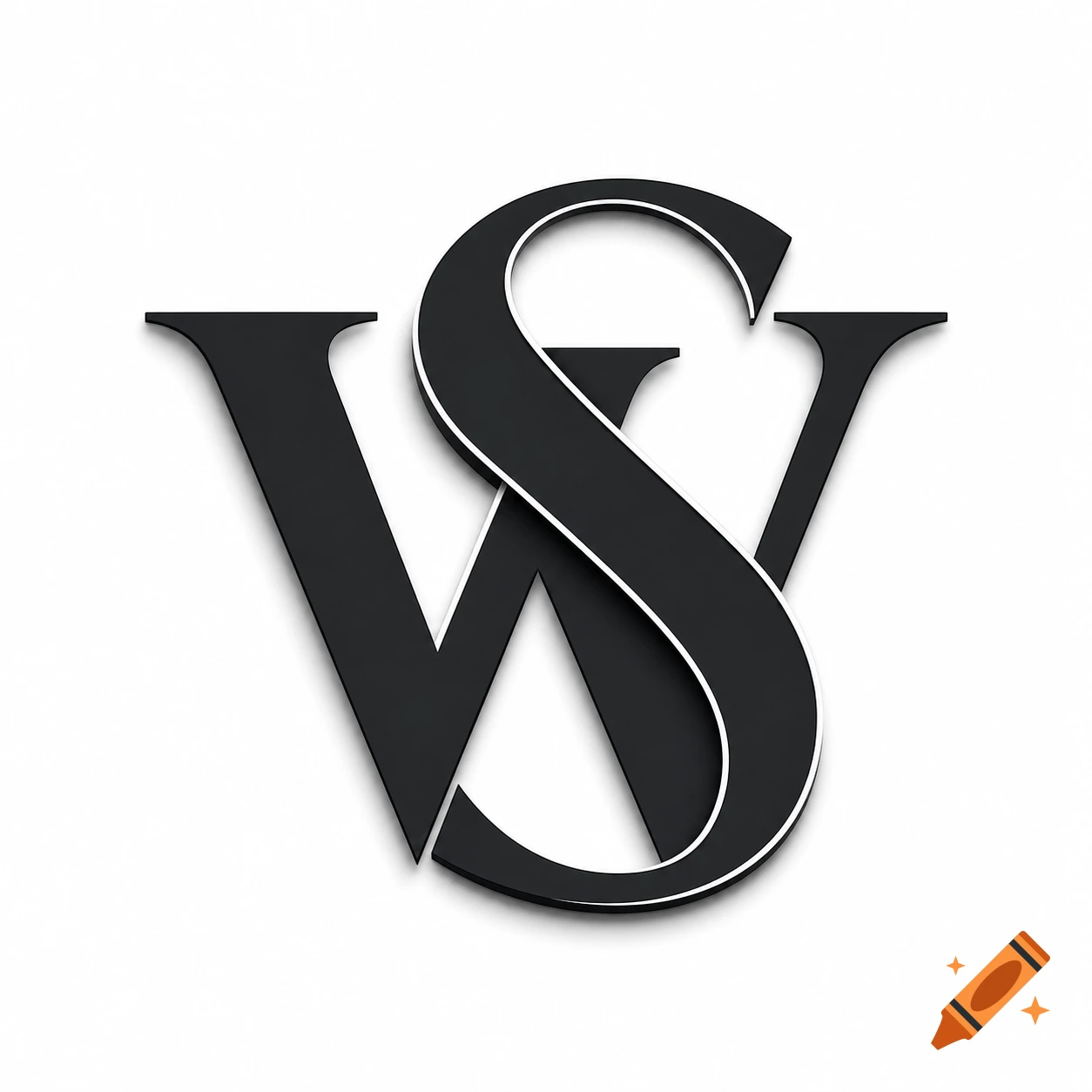 An overlapping monogram of the letters W and S in black with a white outline on a white background.